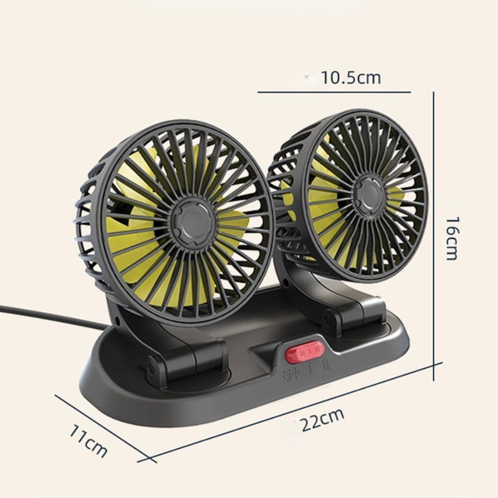 Ventilateur de voiture puissant et silencieux double rotation à 360 -12V - الصورة 2