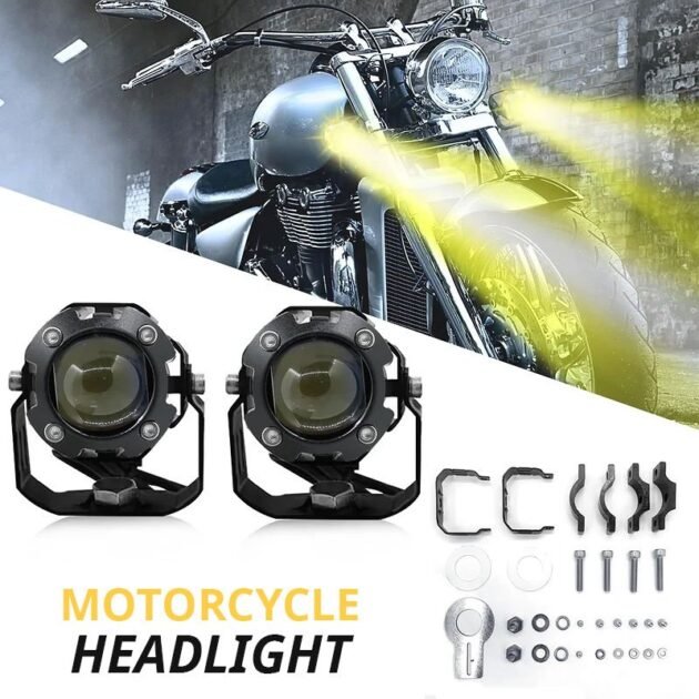 Pack Projecteur de moto Super Lumineux Double Couleur 3800K-6500K - حزمة المصابيح الأمامية للدراجات النارية ذات اللون المزدوج فائقة السطوع