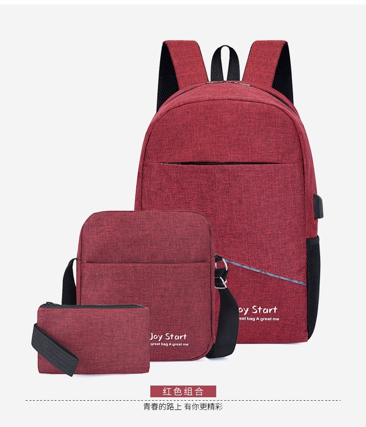 ⁦3 PCS Sac à dos multifonctionnel Avec Sortie USB ET Sortie kit-man - Grenat⁩ - الصورة ⁦2⁩