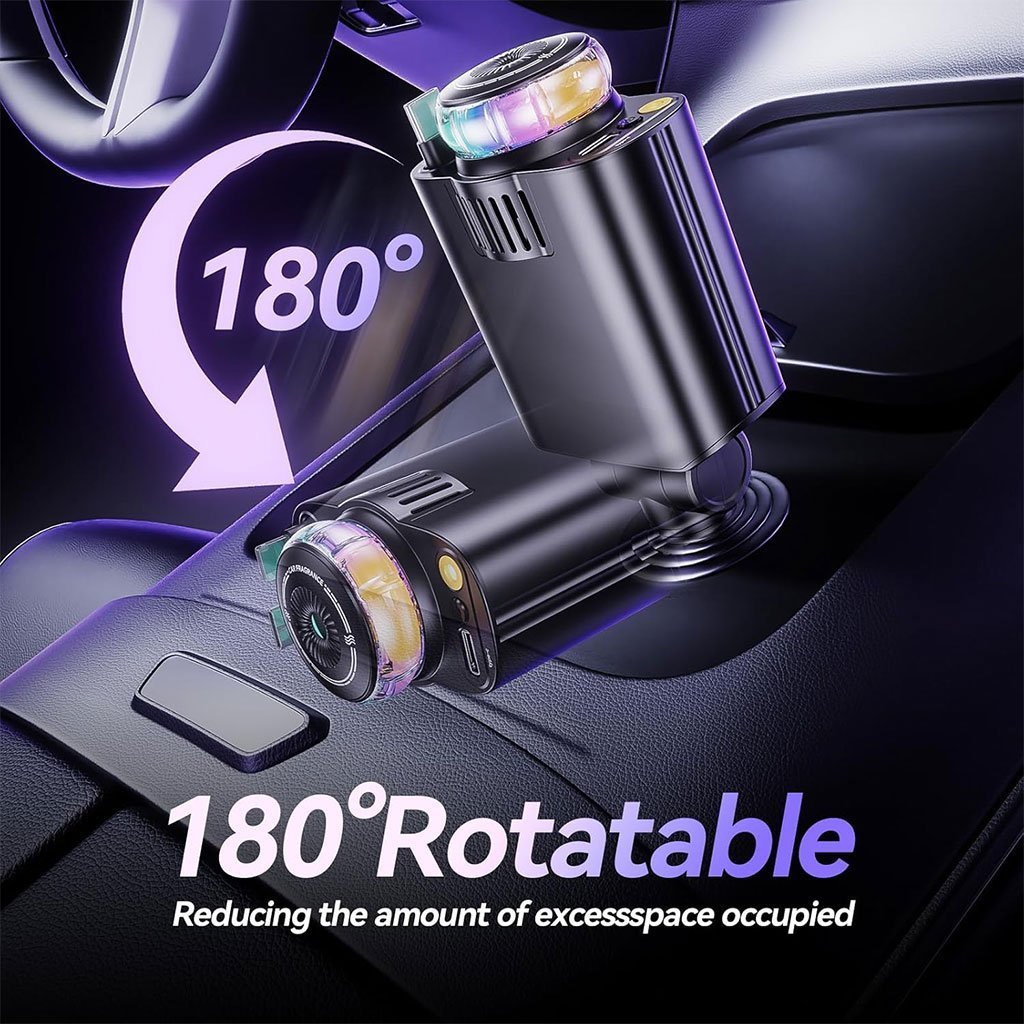 Chargeur voiture rétractable 5 en 1 avec aromathérapie et lumière des étoiles – شاحن سريع للسيارة مع معطر - الصورة 7