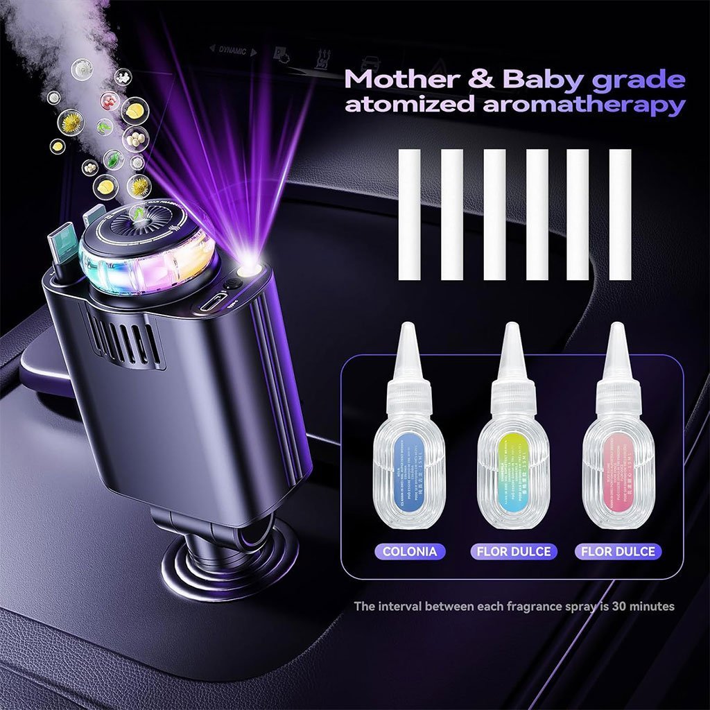 Chargeur voiture rétractable 5 en 1 avec aromathérapie et lumière des étoiles – شاحن سريع للسيارة مع معطر - الصورة 5