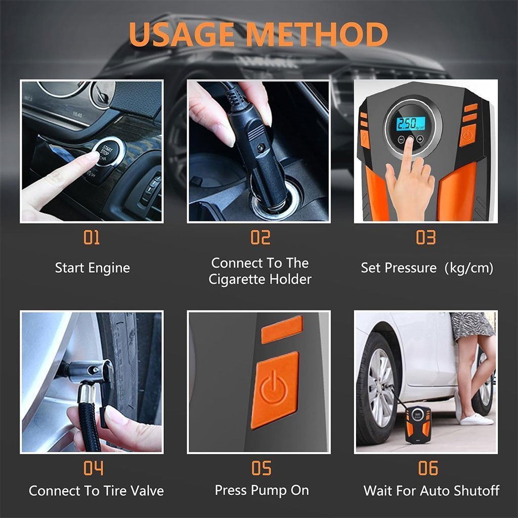 Compresseur d’Air Numérique pour Voiture et Moto 150Psi BE0173 – جهاز ضغط العجلات محمول - الصورة 3