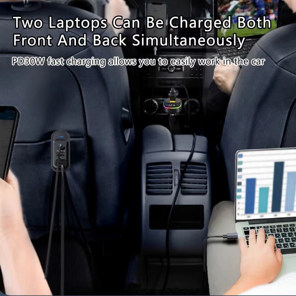 Chargeur Voiture 6 Ports USB Type-C avec Éclairage RGB – شاحن سيارة - الصورة 6