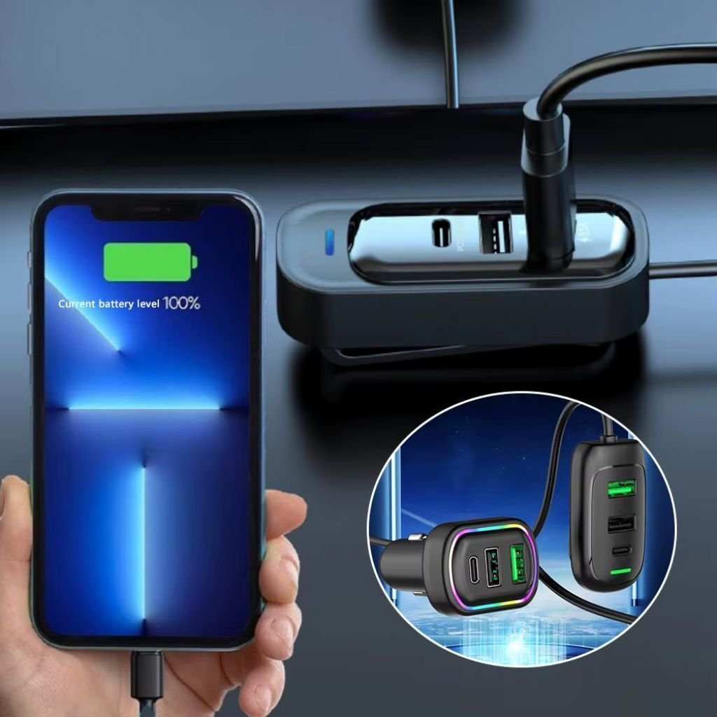 Chargeur Voiture 6 Ports USB Type-C avec Éclairage RGB – شاحن سيارة - الصورة 5