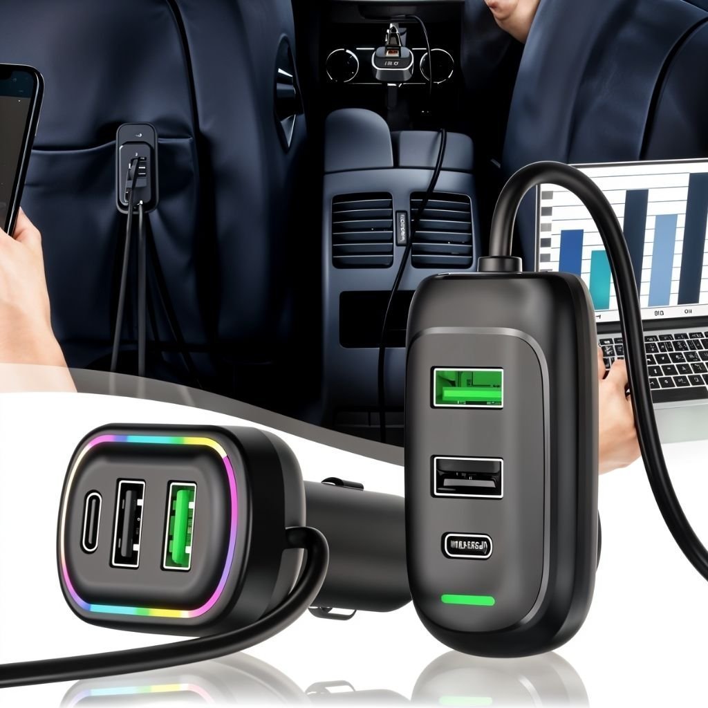 Chargeur Voiture 6 Ports USB Type-C avec Éclairage RGB – شاحن سيارة - الصورة 3