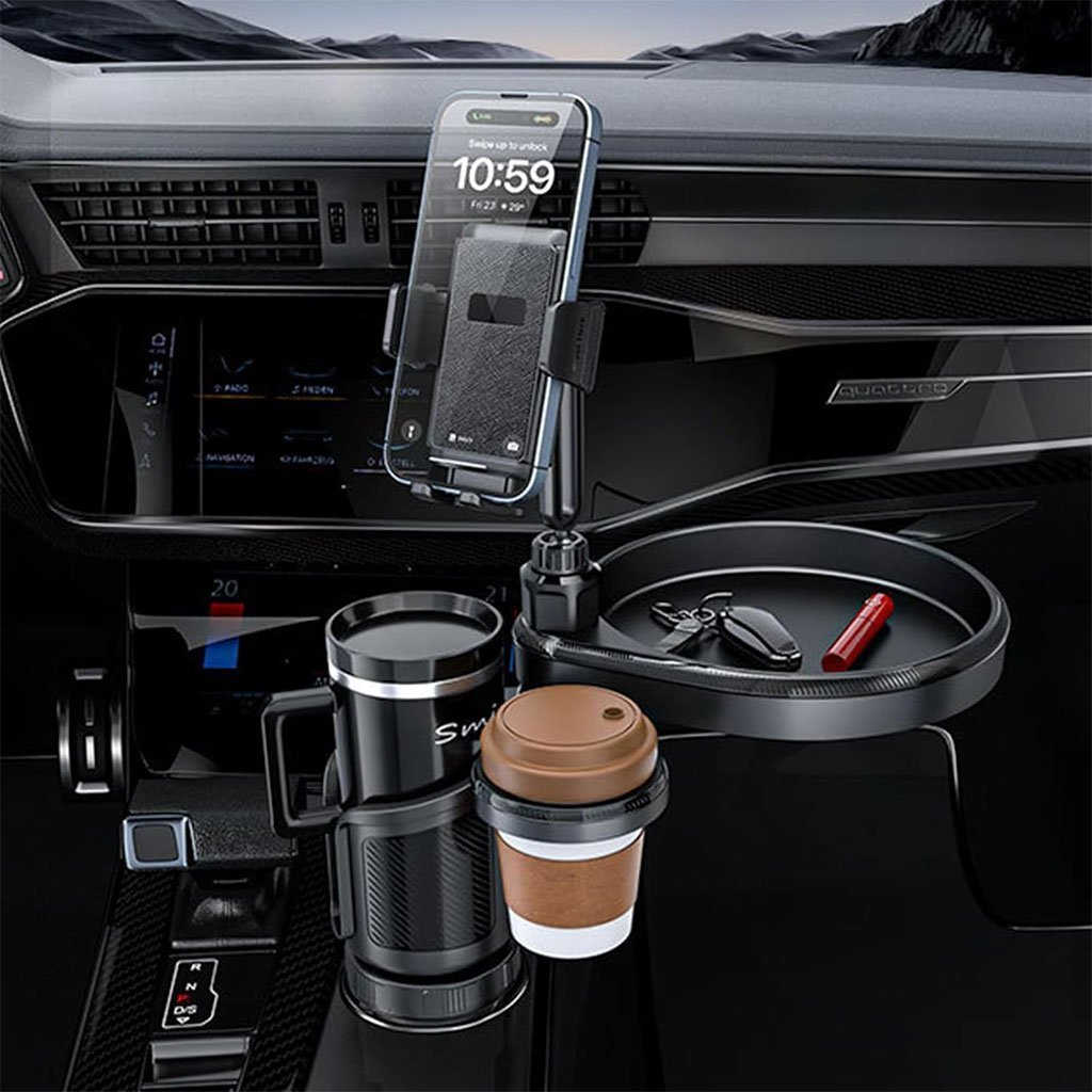 Plateau extensible 4 en 1 avec support de téléphone pour voiture – حامل أغراض ومشروبات في السيارة - الصورة 6