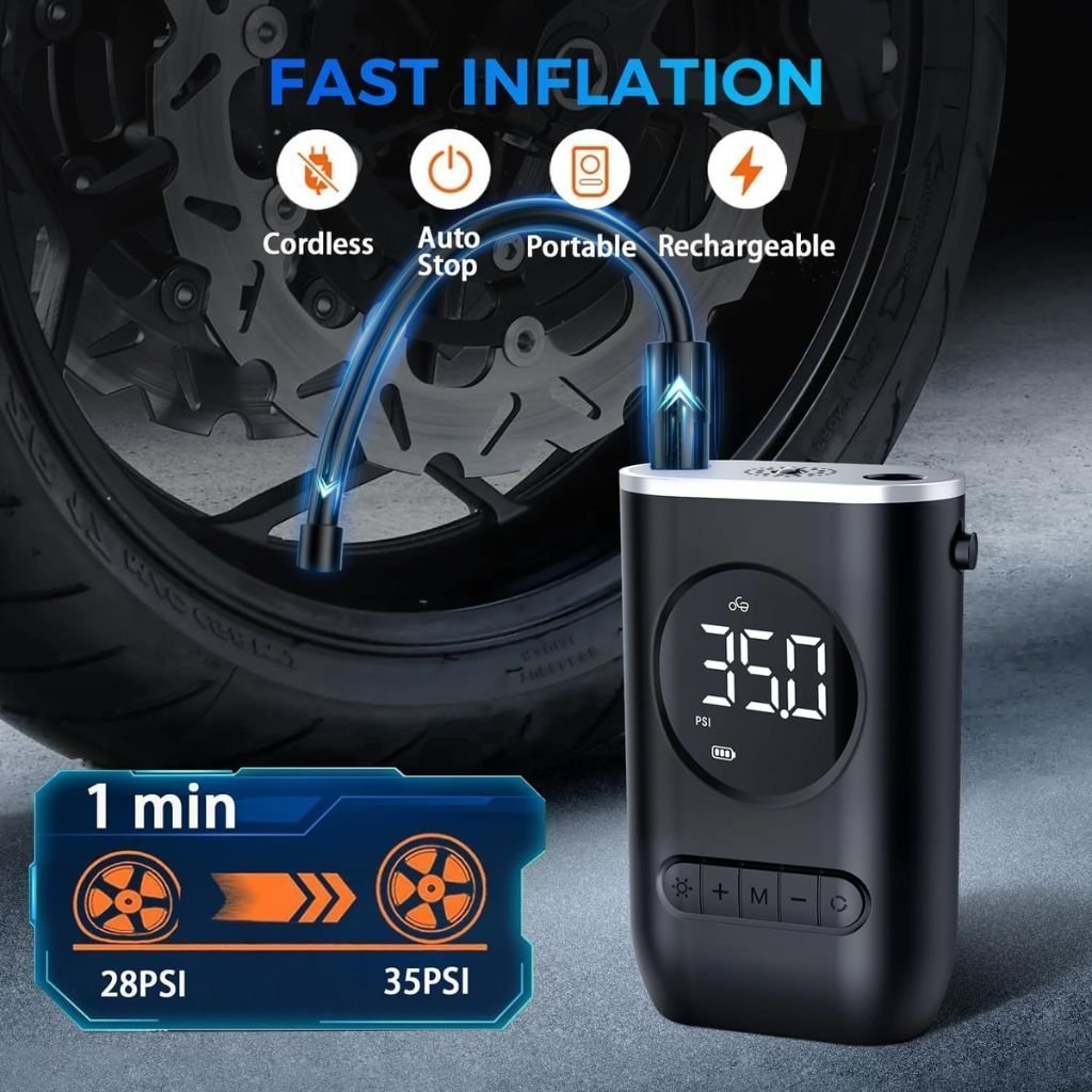 Compresseur d'Air Portable 150 PSI avec Lampe LED – منفاخ هواء محمول مع إضاءة - الصورة 7