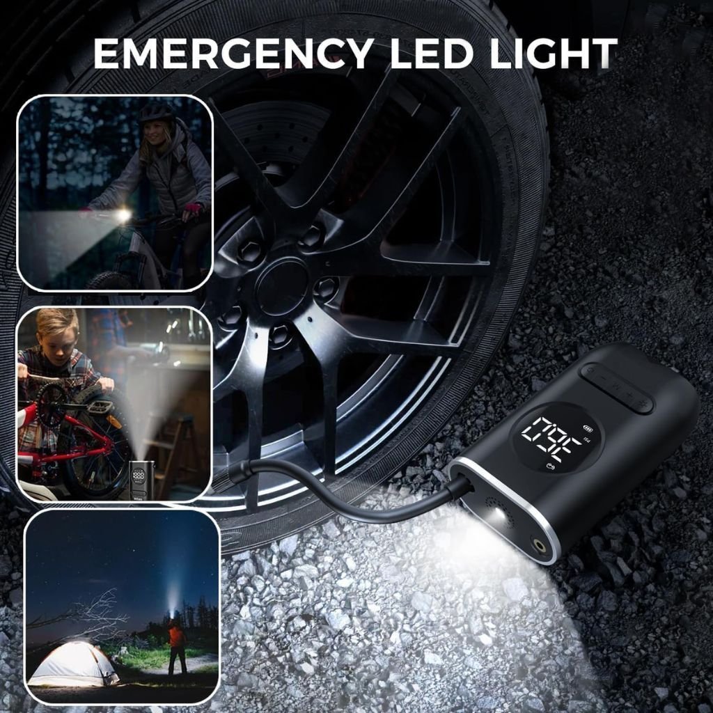 Compresseur d'Air Portable 150 PSI avec Lampe LED – منفاخ هواء محمول مع إضاءة - الصورة 4