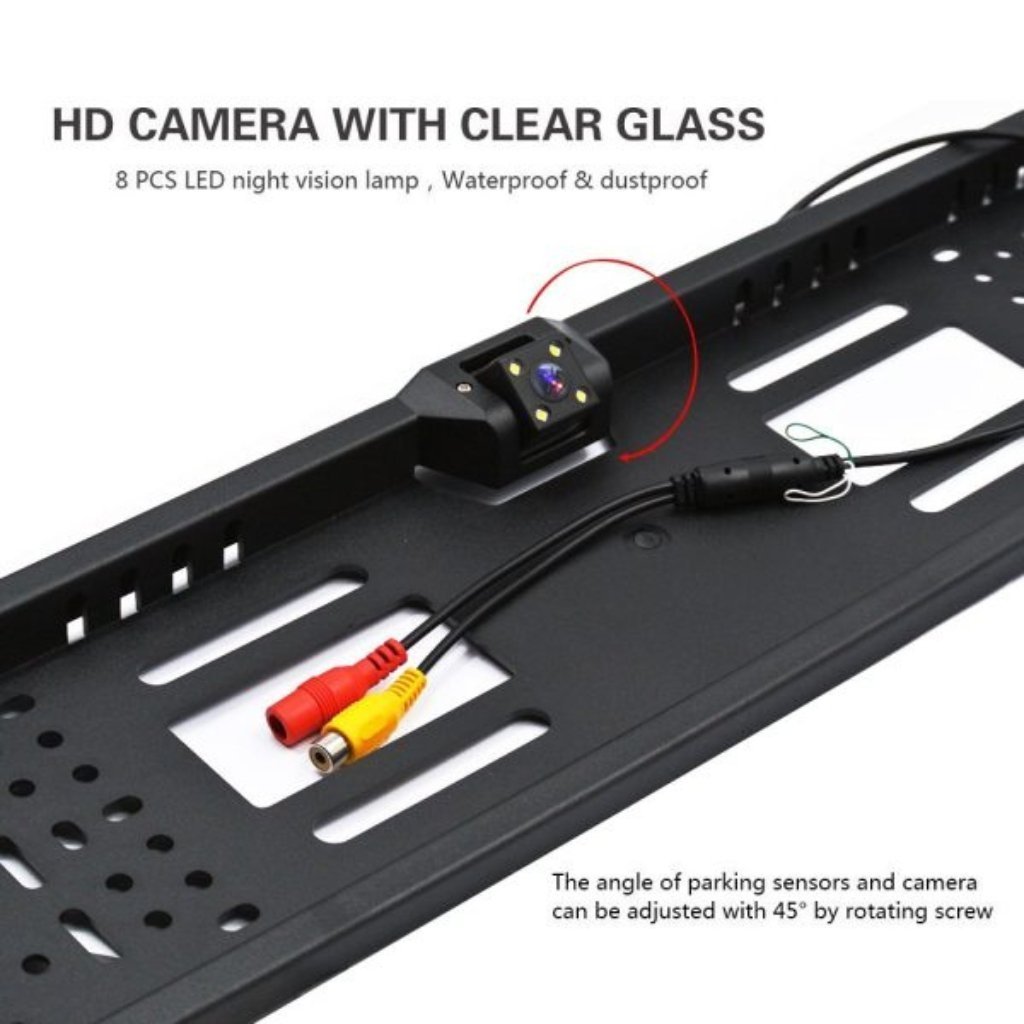 Caméra de recul HD pour voiture, Avec cadre de plaque d'immatriculation Standard , étanche, Vision nocturne, 4 LED - الصورة 3