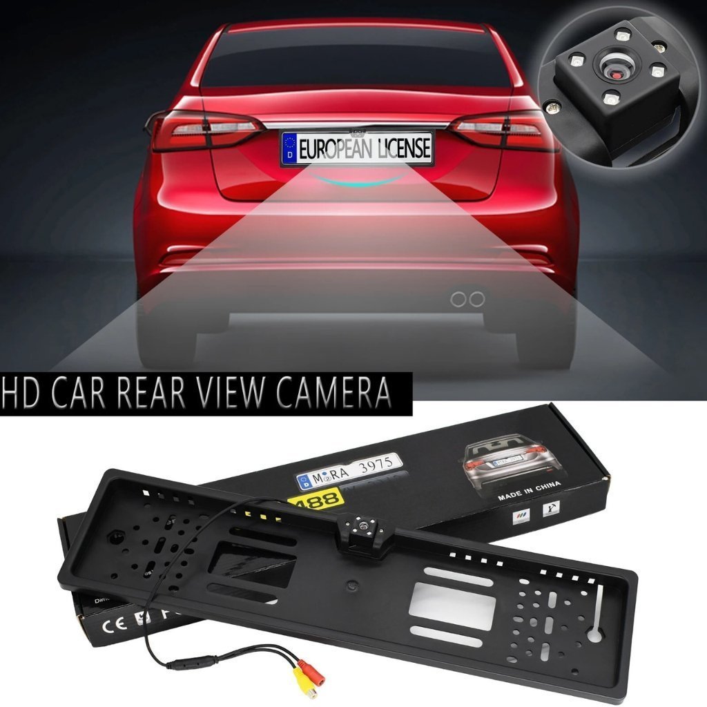 Caméra de recul HD pour voiture, Avec cadre de plaque d'immatriculation Standard , étanche, Vision nocturne, 4 LED - الصورة 6