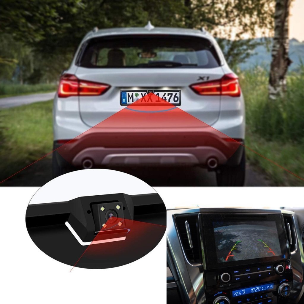 Caméra de recul HD pour voiture, Avec cadre de plaque d'immatriculation Standard , étanche, Vision nocturne, 4 LED - الصورة 7