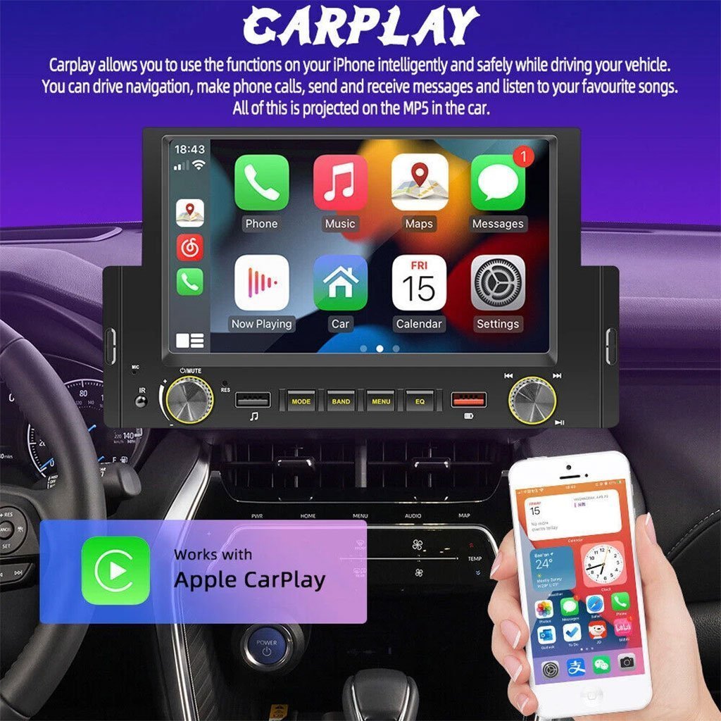Autoradio à écran tactile avec Apple CarPlayer Android Auto et GPS Intégré – جهاز راديو للسيارة - الصورة 5
