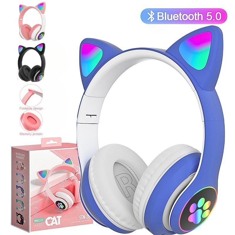 سماعات رأس ستيريو لاسلكية تعمل بتقنية البلوتوث مزودة
