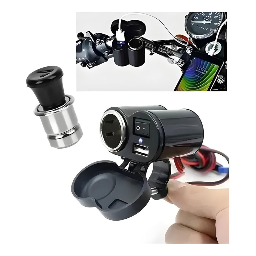 Chargeur USB 12 V pour guidon de moto avec prise allume-cig–are – مقبس طاقة لدرجات النارية - الصورة 3
