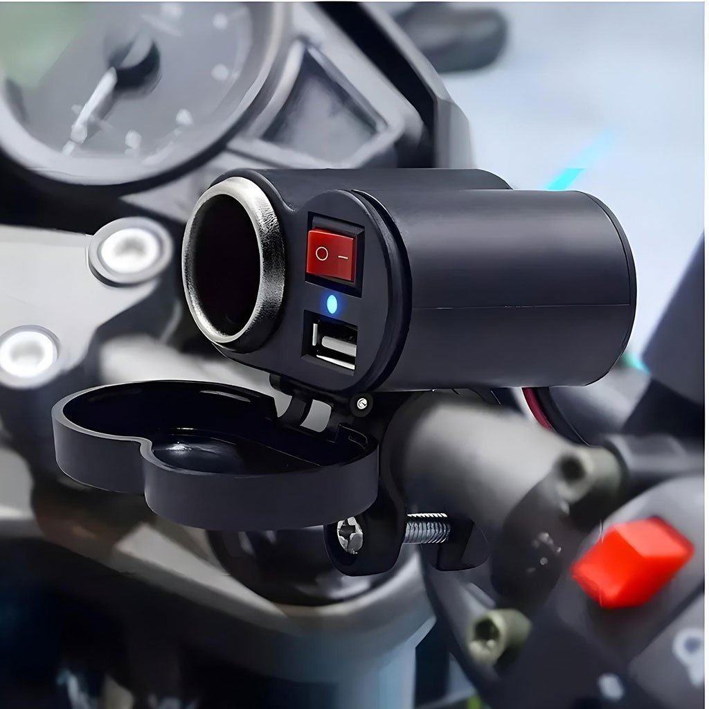 Chargeur USB 12 V pour guidon de moto avec prise allume-cig–are – مقبس طاقة لدرجات النارية - الصورة 4