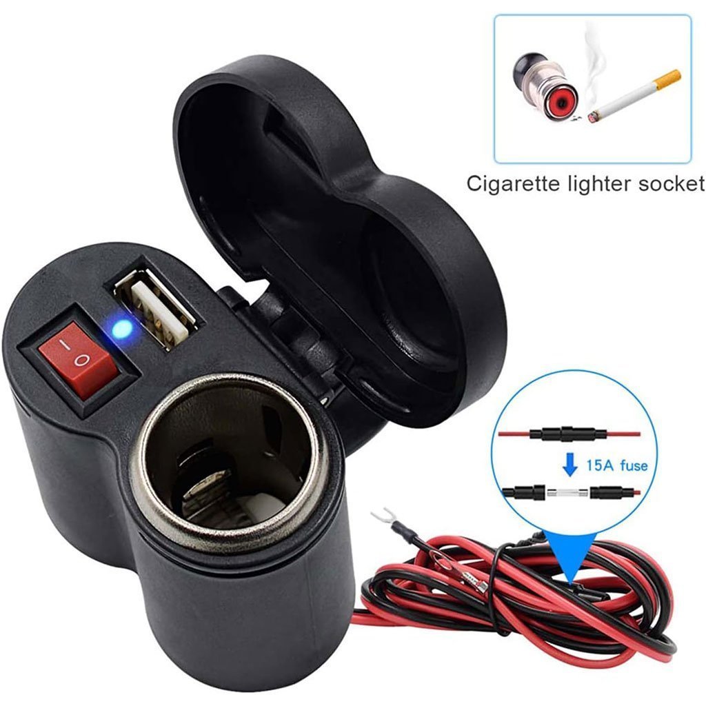 Chargeur USB 12 V pour guidon de moto avec prise allume-cig–are – مقبس طاقة لدرجات النارية - الصورة 7