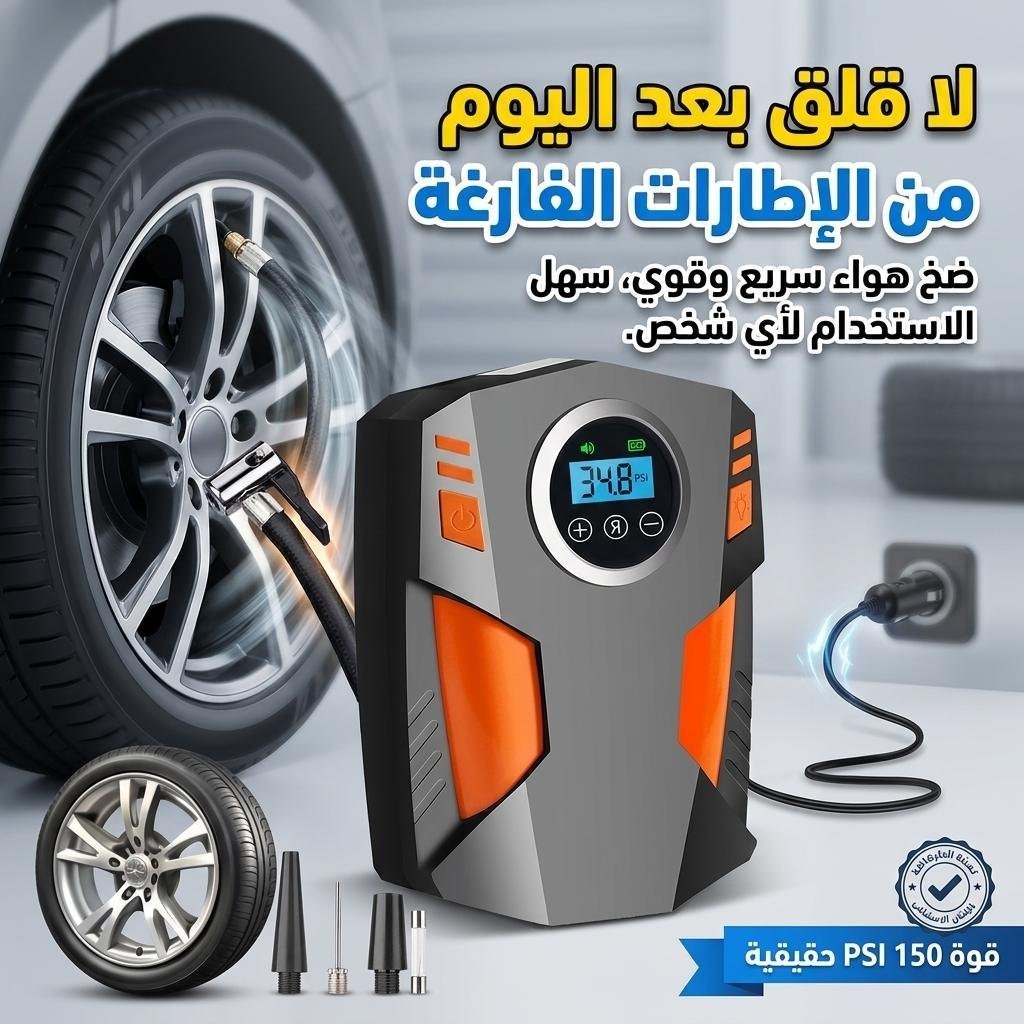 Compresseur d’Air Numérique pour Voiture et Moto 150Psi BE0173 – جهاز ضغط العجلات محمول