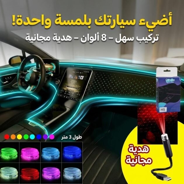 Bande lumineuse Fibre optique Led fluo RGB USB +  Mini projecteur LED Gratuit