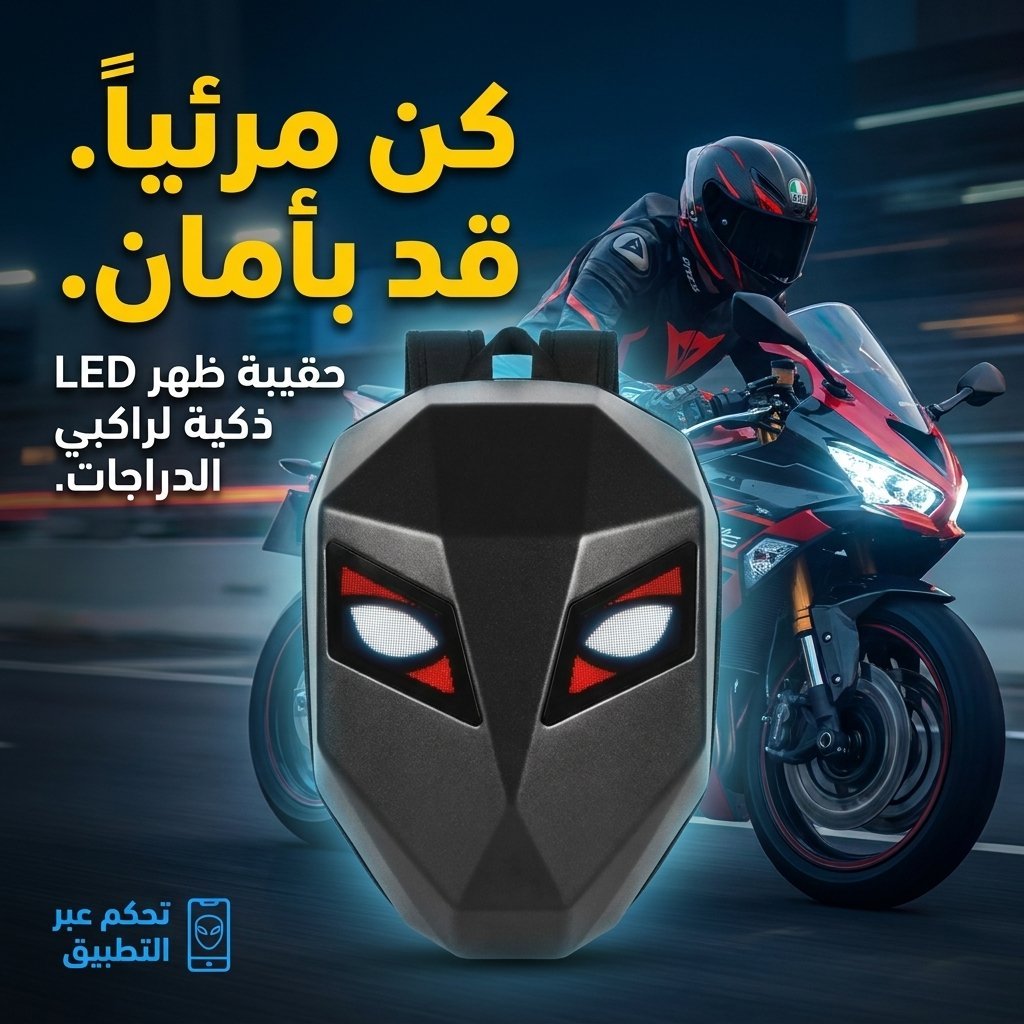 Crelander Sac à dos moto a écran d'affichage LED 3D,extensible et étanche - حقيبة ظهر ثلاثية الابعاد للدراجات النارية مع شاشة عرض بعينين