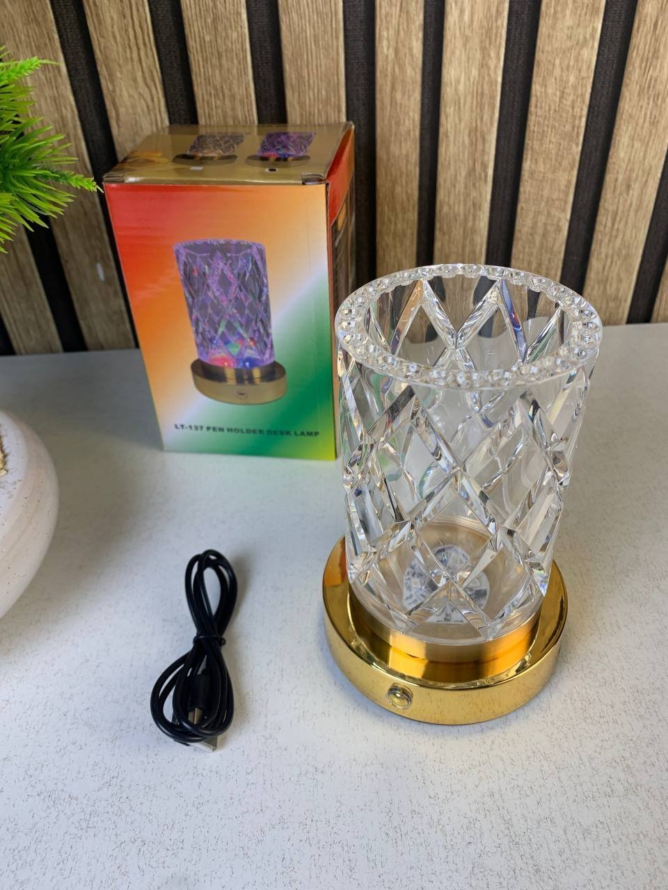 Vase Lumineux LED Tactile en Cristal Couleurs RGB Rechargeable - فازة كريستال مضيئة - الصورة 2