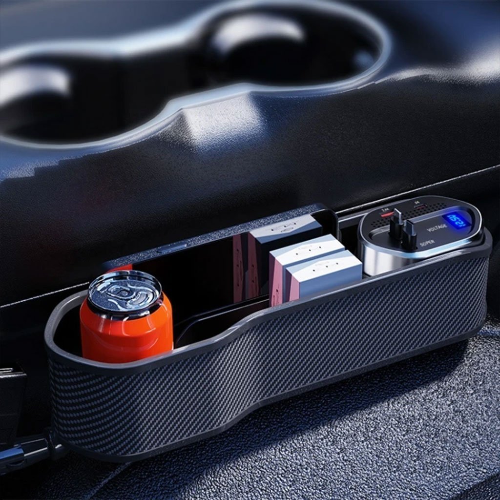 Organisateur 5 en 1 pour siège auto avec chargeur sans fil et 2 câbles télescopiques - الصورة 6