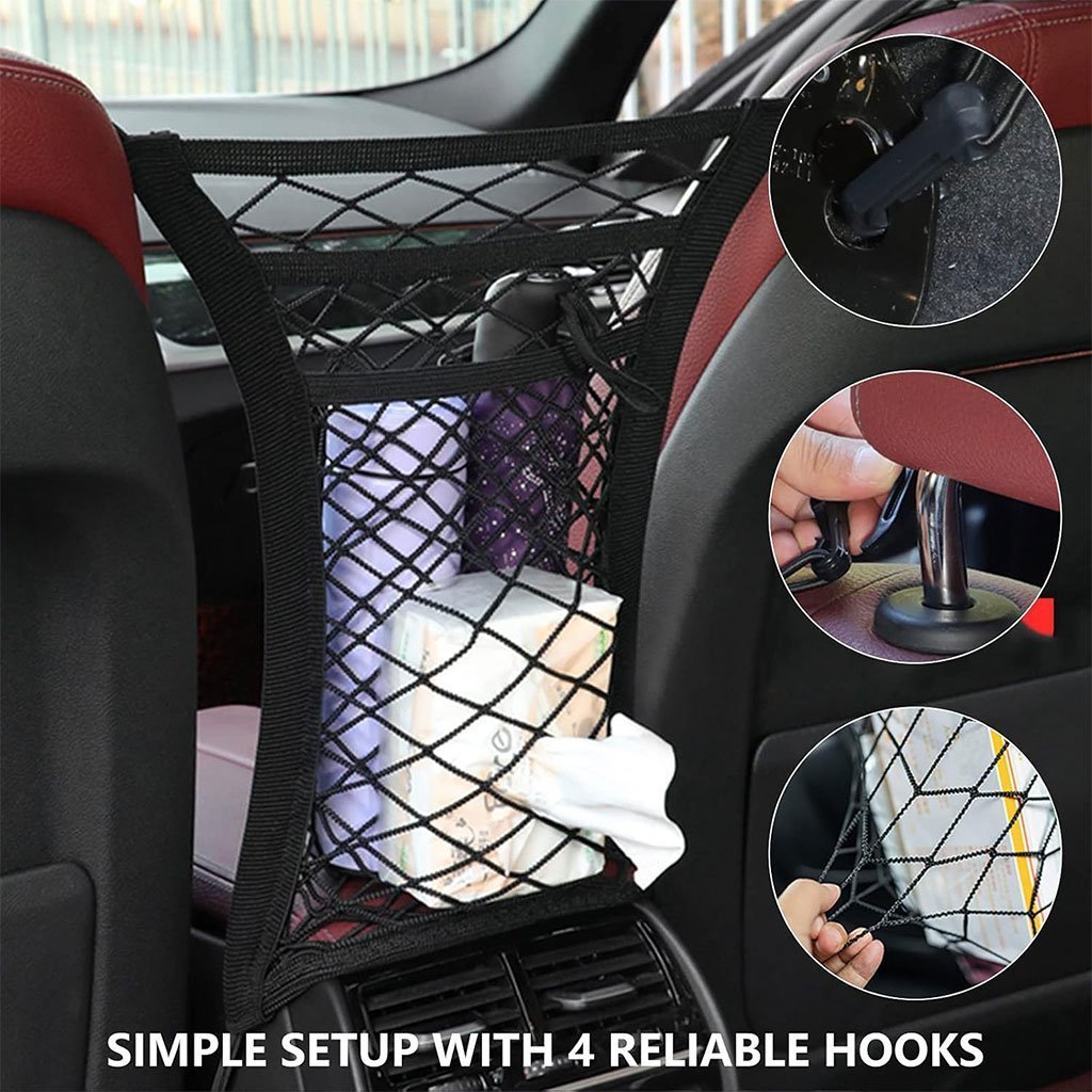 Filet de Rangement Universel en Maille pour Siège Auto – حاجز أطفال ومنظم أغراض - الصورة 7