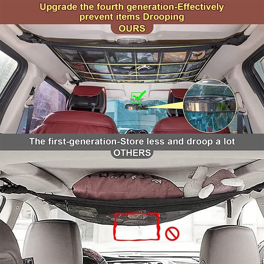Filet de Rangement pour Toit Voiture Intérieur – منظم أغراض في سقف السيارة - الصورة 2