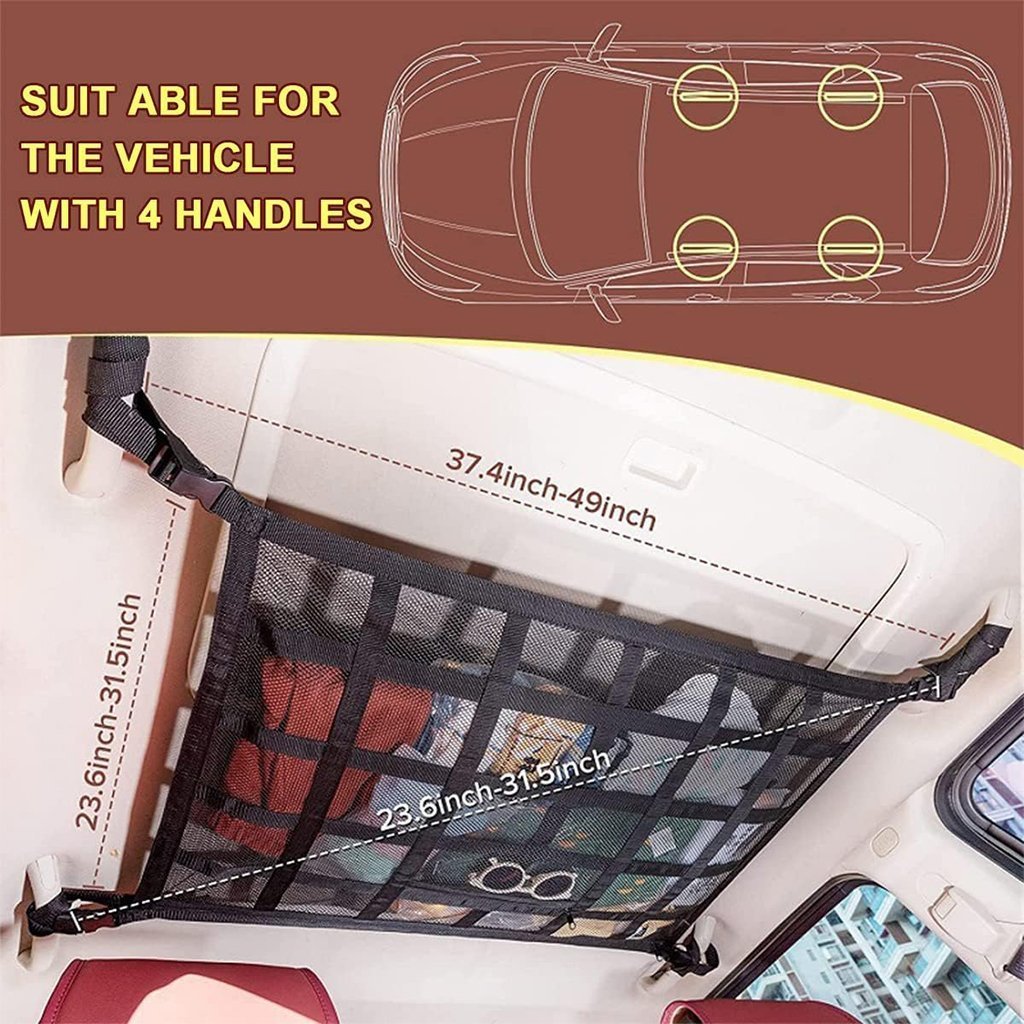 Filet de Rangement pour Toit Voiture Intérieur – منظم أغراض في سقف السيارة - الصورة 3