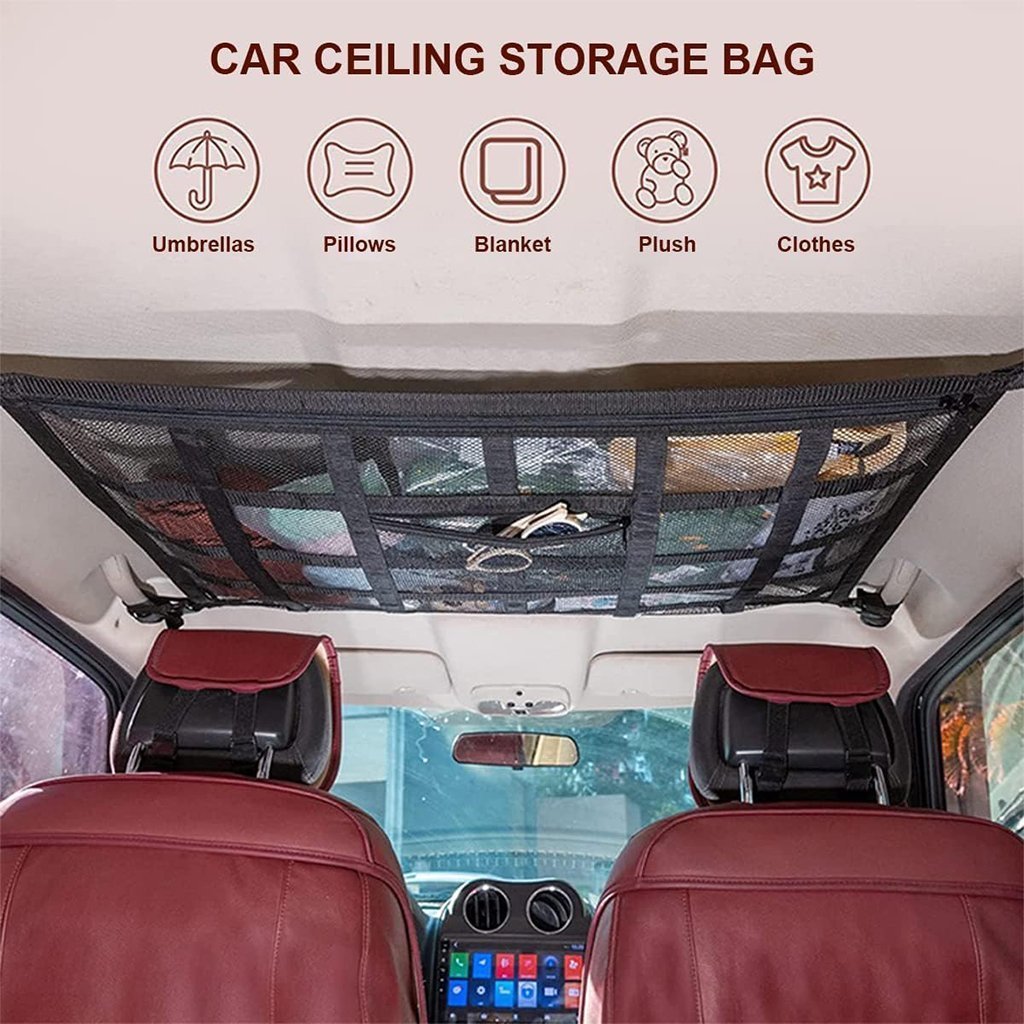 Filet de Rangement pour Toit Voiture Intérieur – منظم أغراض في سقف السيارة - الصورة 6