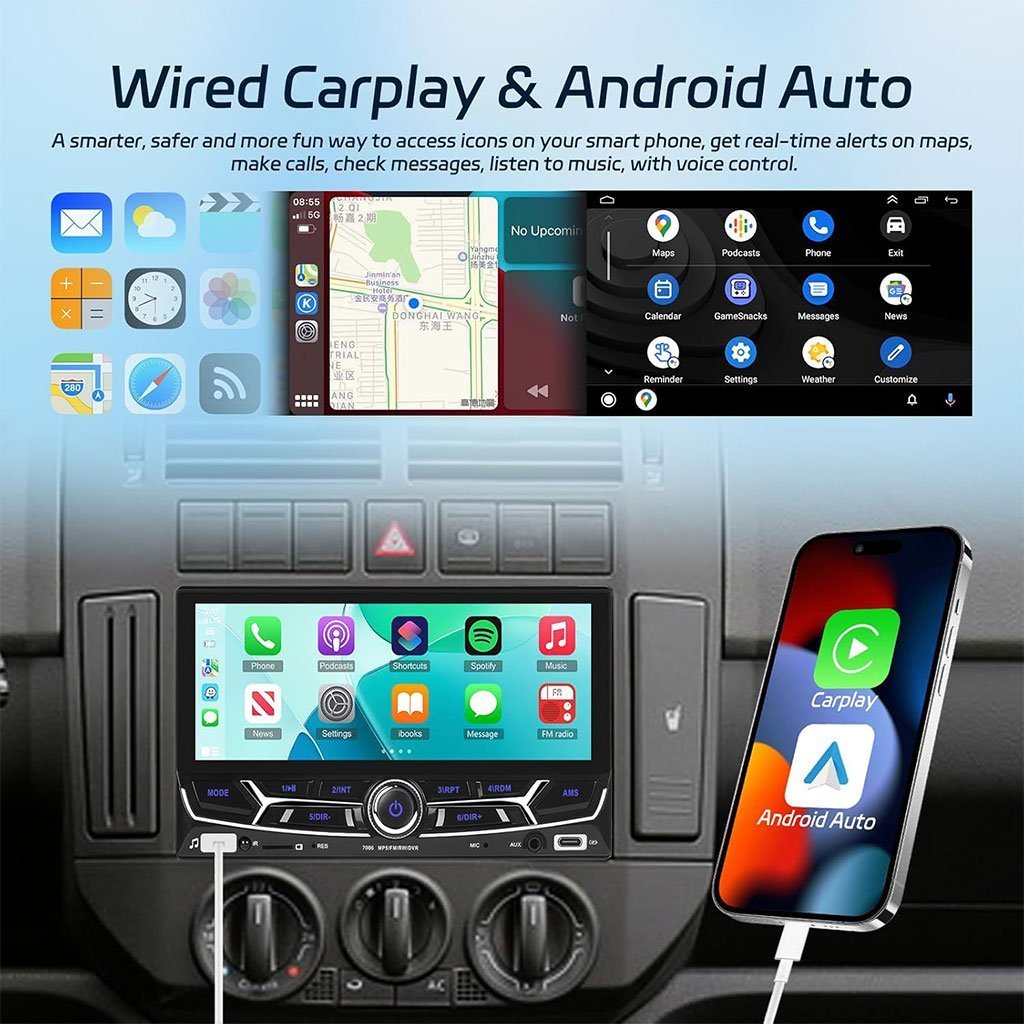 Autoradio 2 Din avec Carplay et Android Auto Ecran Tactile avec Mirror Link – جهاز راديو سيارة - الصورة 2