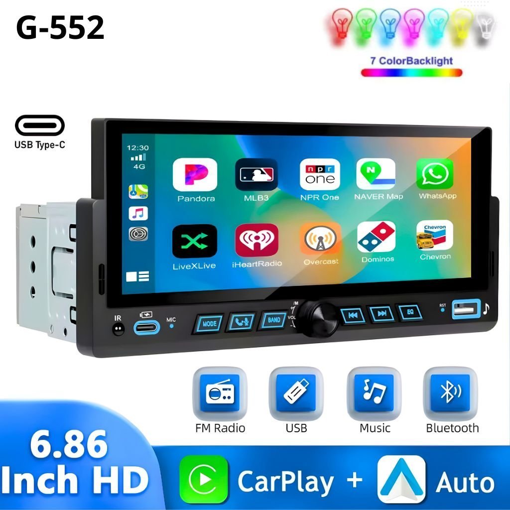 Gazel Systems MP5 Player LCD Screen Multimedia Player Wireless Carplay Android Auto EQ Bluetooth USB Mirror Link Car Stereo - الصورة 2