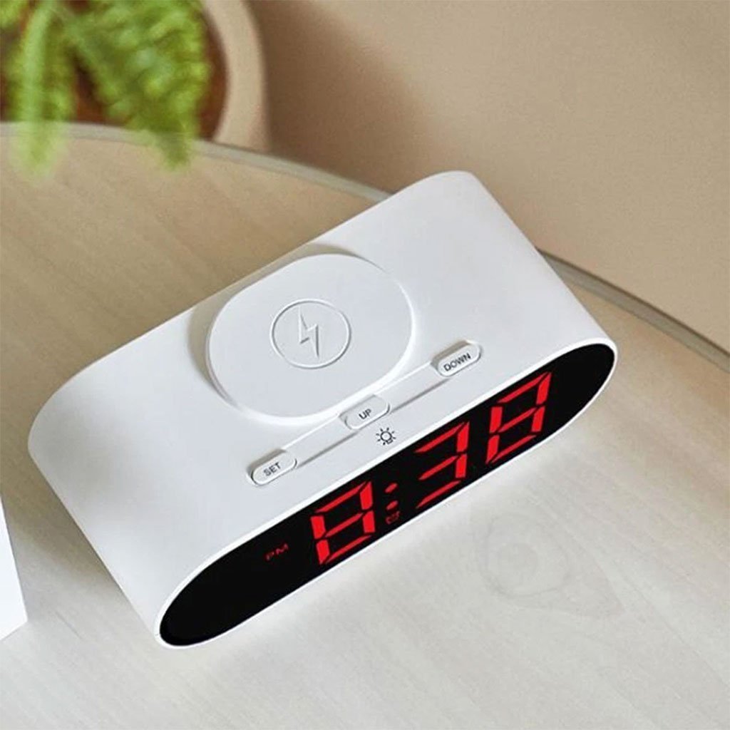 Horloge numérique LED et Chargeur Sans Fil GH9000 – ساعة منبه وشاحن لاسلكي - الصورة 2