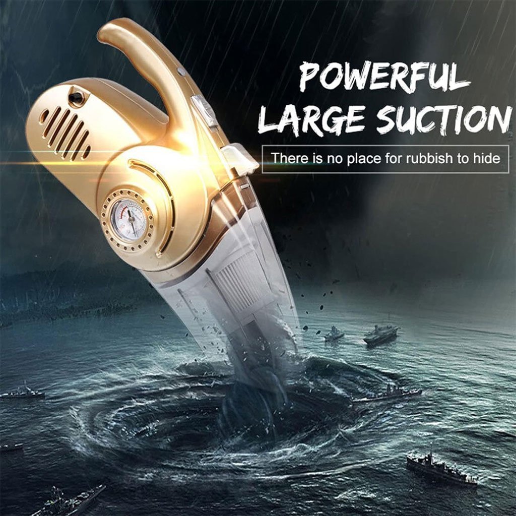 Aspirateur Portable 4 en 1 pour Voiture avec Gonfleur de Pneu Numérique – مكنسة كهربائية وجهاز نفخ العجلات - الصورة 5