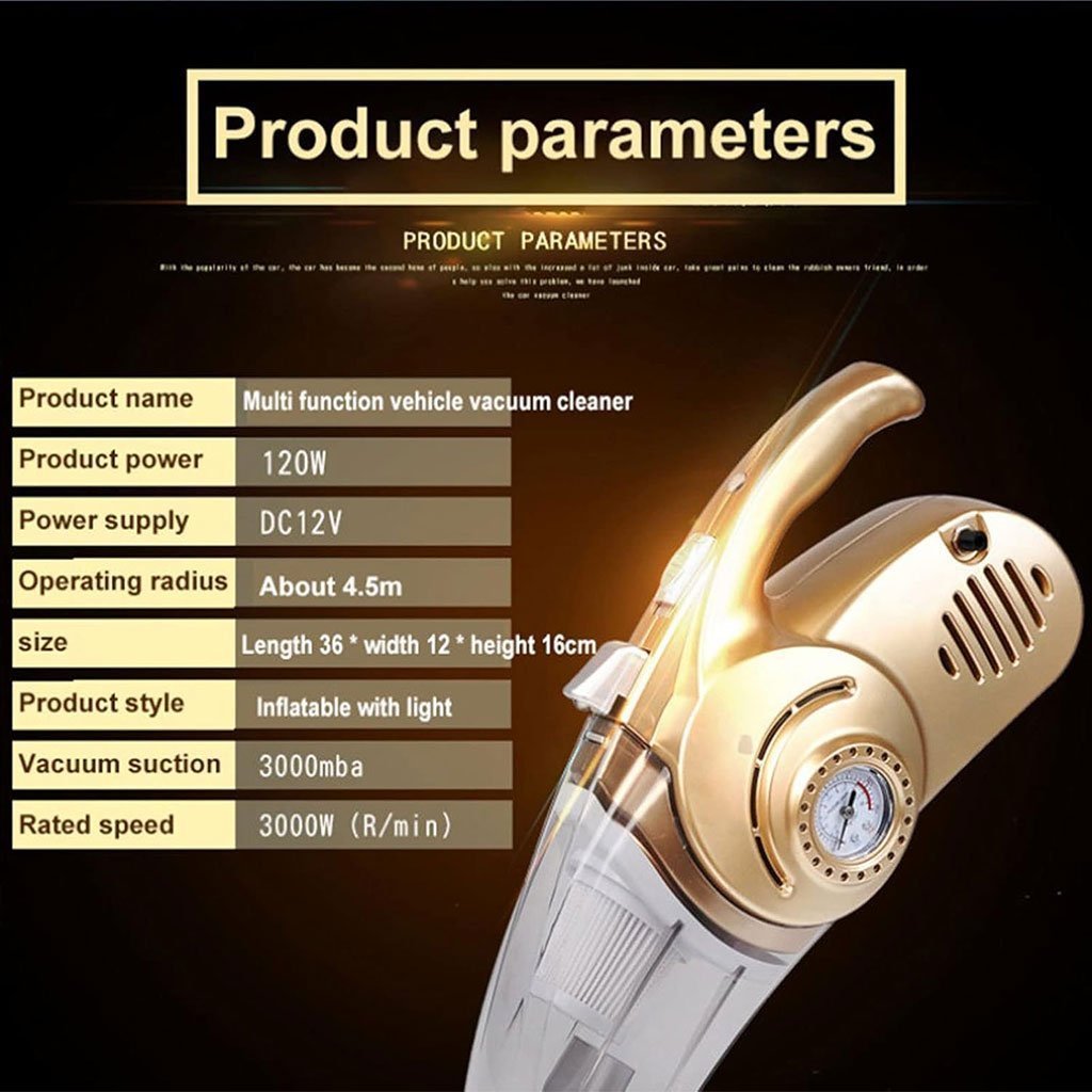 Aspirateur Portable 4 en 1 pour Voiture avec Gonfleur de Pneu Numérique – مكنسة كهربائية وجهاز نفخ العجلات - الصورة 4