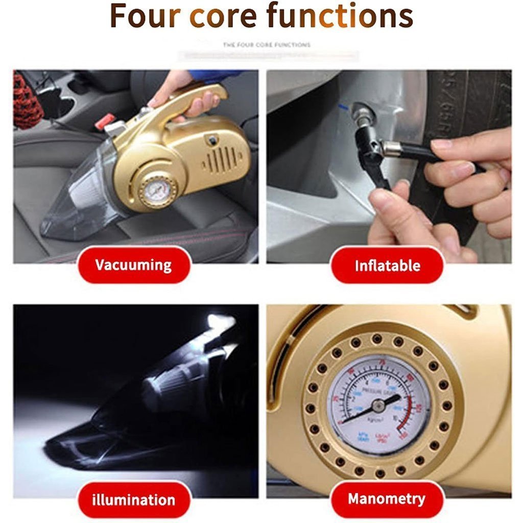 Aspirateur Portable 4 en 1 pour Voiture avec Gonfleur de Pneu Numérique – مكنسة كهربائية وجهاز نفخ العجلات - الصورة 2