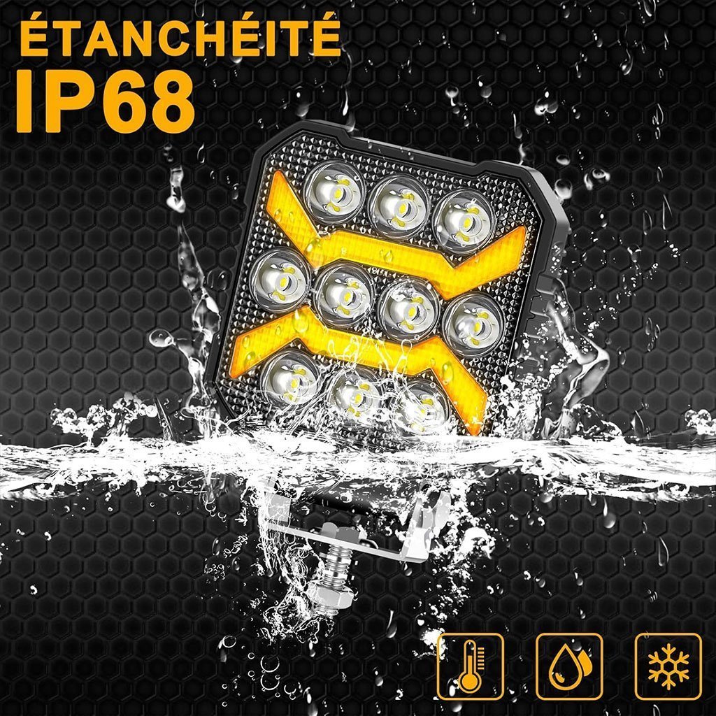 Phare LED Anti-brouillard 1PCS avec 5 Modes d’éclairage 12V-24V IP68 étanche – مصباح عالي السطوع للسيارات والدراجات النارية - الصورة 3