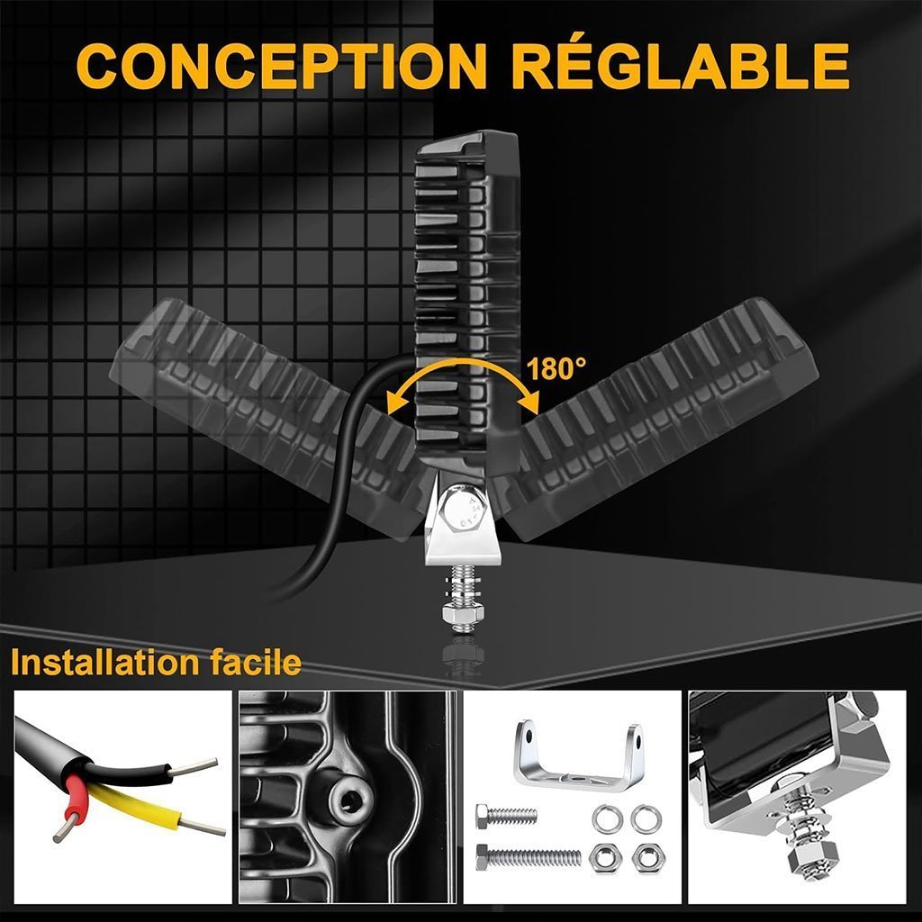 Phare LED Anti-brouillard 1PCS avec 5 Modes d’éclairage 12V-24V IP68 étanche – مصباح عالي السطوع للسيارات والدراجات النارية - الصورة 5