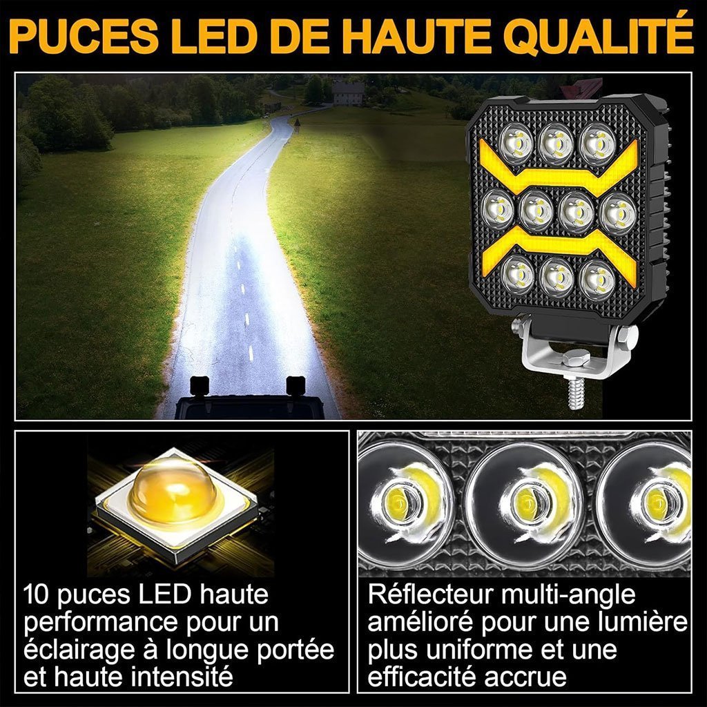 Phare LED Anti-brouillard 1PCS avec 5 Modes d’éclairage 12V-24V IP68 étanche – مصباح عالي السطوع للسيارات والدراجات النارية - الصورة 7