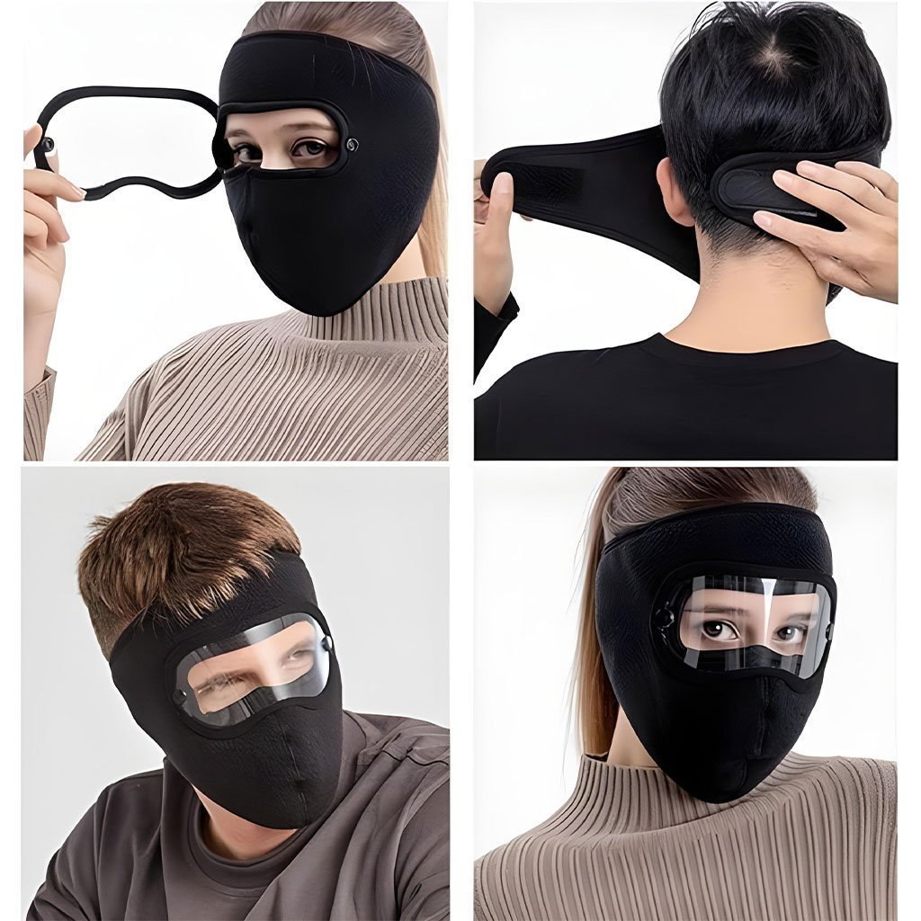 Masque moto pour l’hiver coupe-vent en polaire avec protection pour les yeux – قناع مضاد للبرد لسائقي الدراجات النارية - الصورة 4