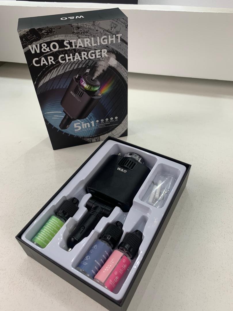 Chargeur voiture rétractable 5 en 1 avec aromathérapie et lumière des étoiles – شاحن سريع للسيارة مع معطر - الصورة 8