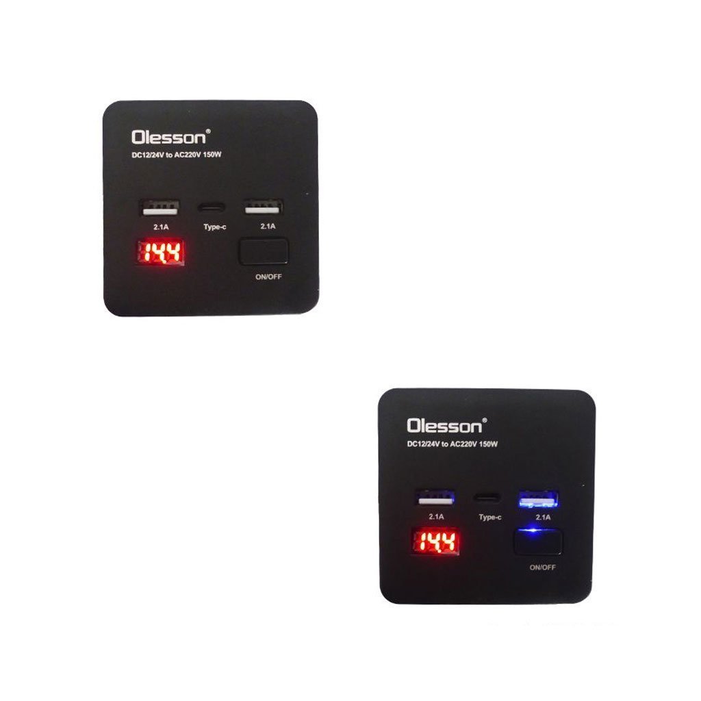 Convertisseur de tension en voiture avec surveillance de puissance 150 watts, 12 volts, 2 USB, 1 USB type C et 2 prises - الصورة 4