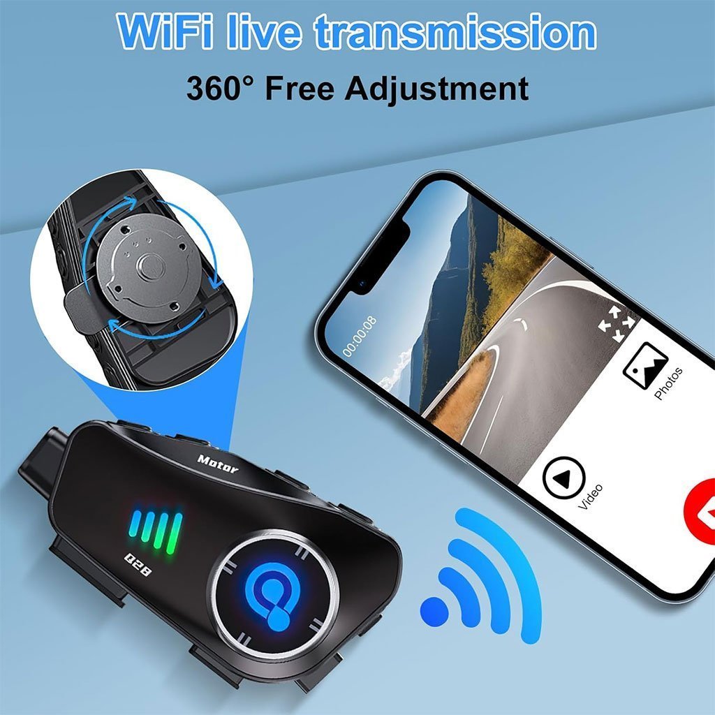 Oreillette Bluetooth pour Casque Moto avec Camera Full HD App Control – سماعات سائقي دراجة النارية مع كاميرة مدمجة - الصورة 9