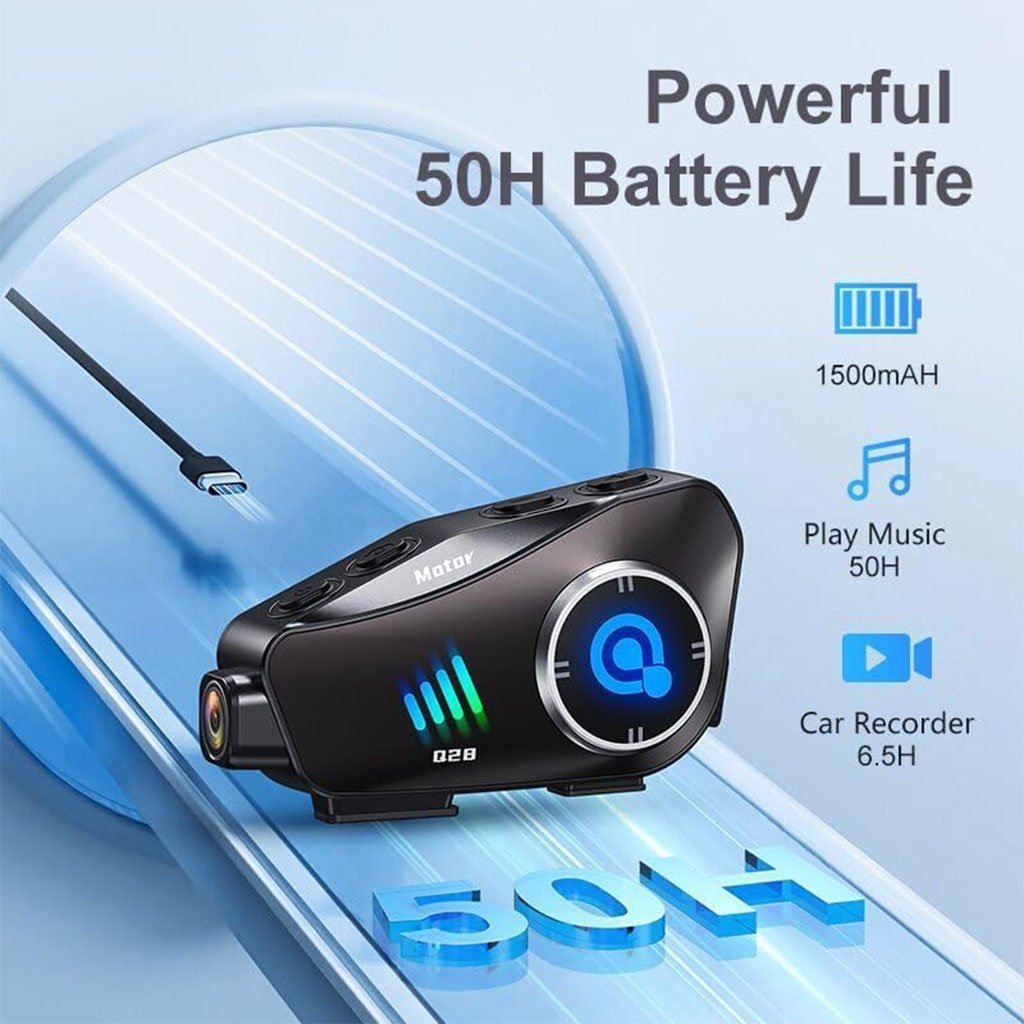 Oreillette Bluetooth pour Casque Moto avec Camera Full HD App Control – سماعات سائقي دراجة النارية مع كاميرة مدمجة - الصورة 3