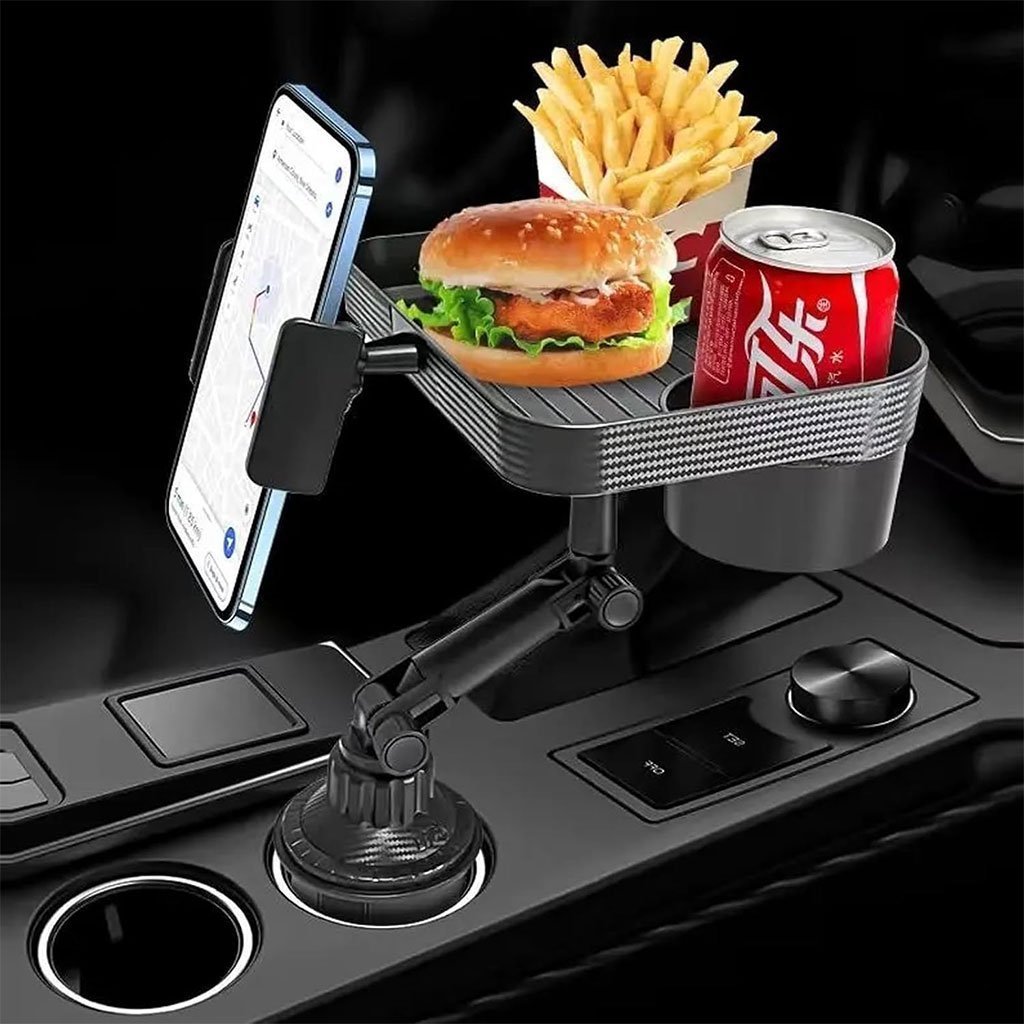 Plateau et Porte-Gobelet avec Support Téléphone pour Voiture – حامل مأكولات ومشروبات مع موضع للهاتف - الصورة 2