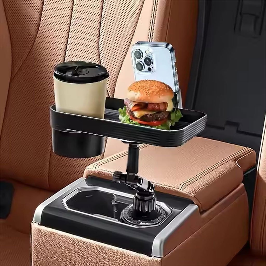 Plateau et Porte-Gobelet avec Support Téléphone pour Voiture – حامل مأكولات ومشروبات مع موضع للهاتف - الصورة 3