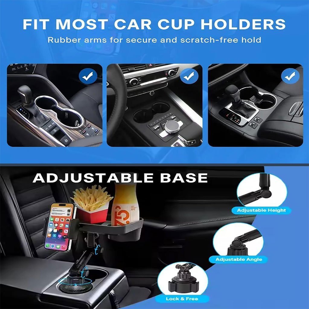 Plateau et Porte-Gobelet avec Support Téléphone pour Voiture – حامل مأكولات ومشروبات مع موضع للهاتف - الصورة 6