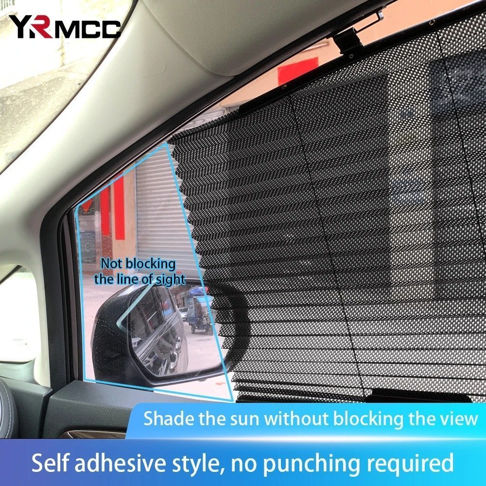 Rideau pare-soleil rétractable pour vitres de voiture 2Pcs – واقي الشمس في السيارة - الصورة 5