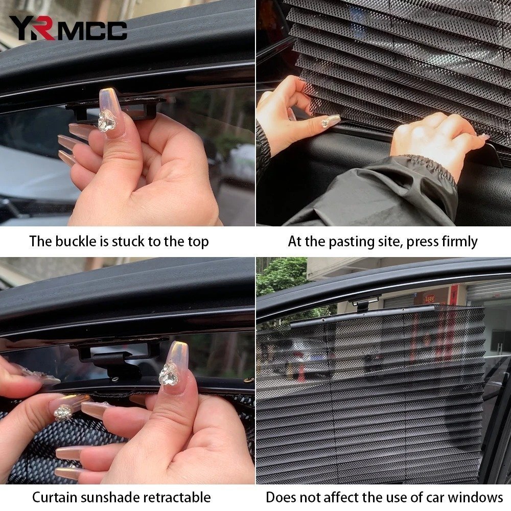 Rideau pare-soleil rétractable pour vitres de voiture 2Pcs – واقي الشمس في السيارة - الصورة 3