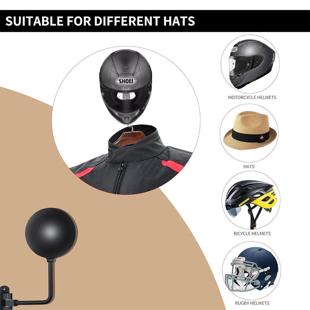 Support Mural pour Casque avec 2 Crochets pour Manteaux – حامل خوذة يُثبّت على الحائط مزود بخطافين للمعاطف - الصورة 4