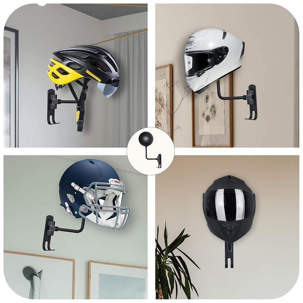 Support Mural pour Casque avec 2 Crochets pour Manteaux – حامل خوذة يُثبّت على الحائط مزود بخطافين للمعاطف - الصورة 5